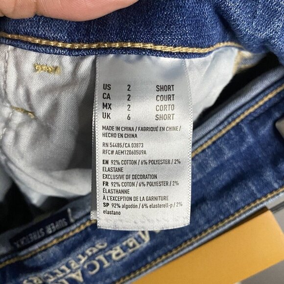 American Eagle Women's Medium Indigo Distressed Hi-Rise Jegging - Picture 8 of 9